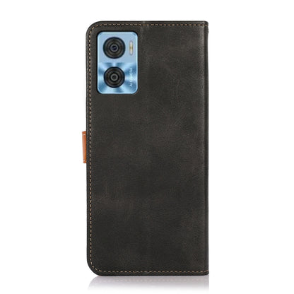 Black leather flip phone case with camera cutout and side button access