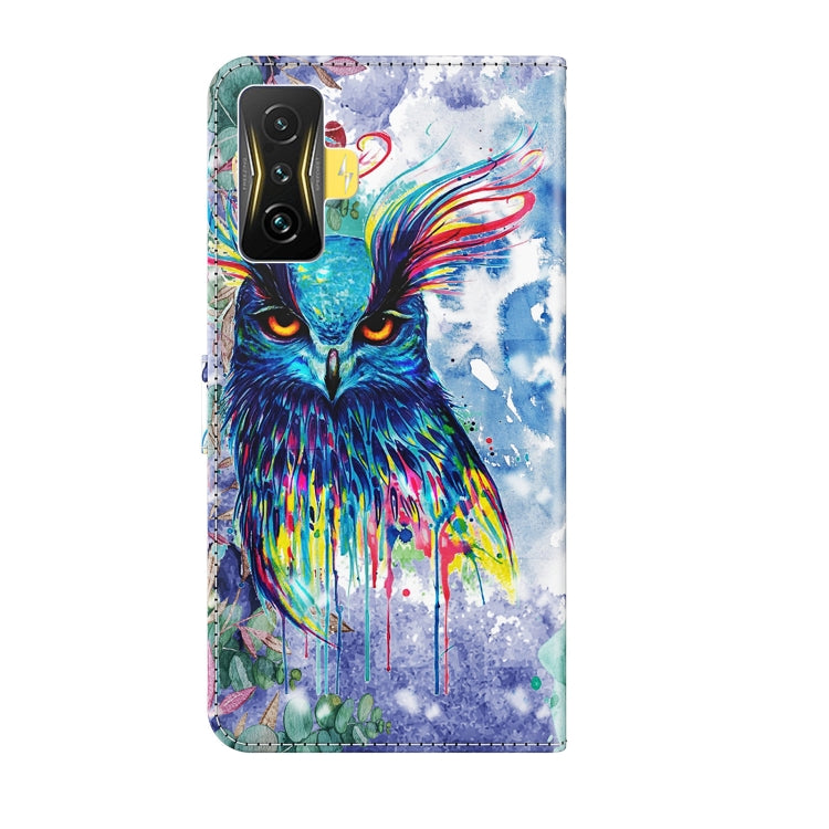 Phone case with watercolor owl artwork, visible camera cutout, folio cover