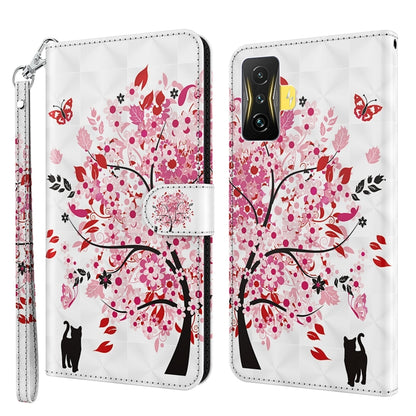Phone case with red cherry blossom tree design and black cat silhouettes, folio flap
