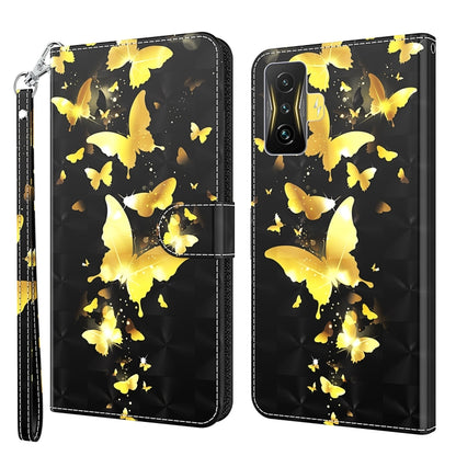 Flip phone case with golden butterflies pattern on dark background