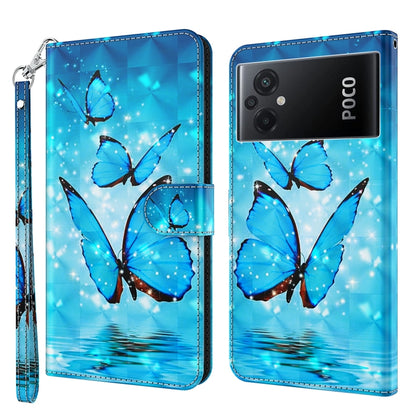 Folio phone case with blue butterfly print and glossy glow highlights