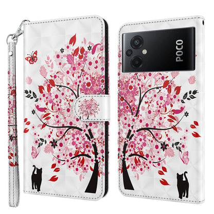 Wallet phone case with red blossom tree and black cat silhouettes