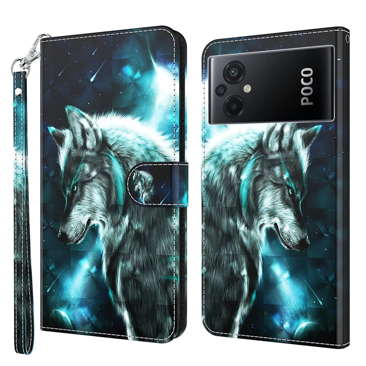 Wallet phone case with wolf and glowing butterflies, flip cover, camera cutouts, strap