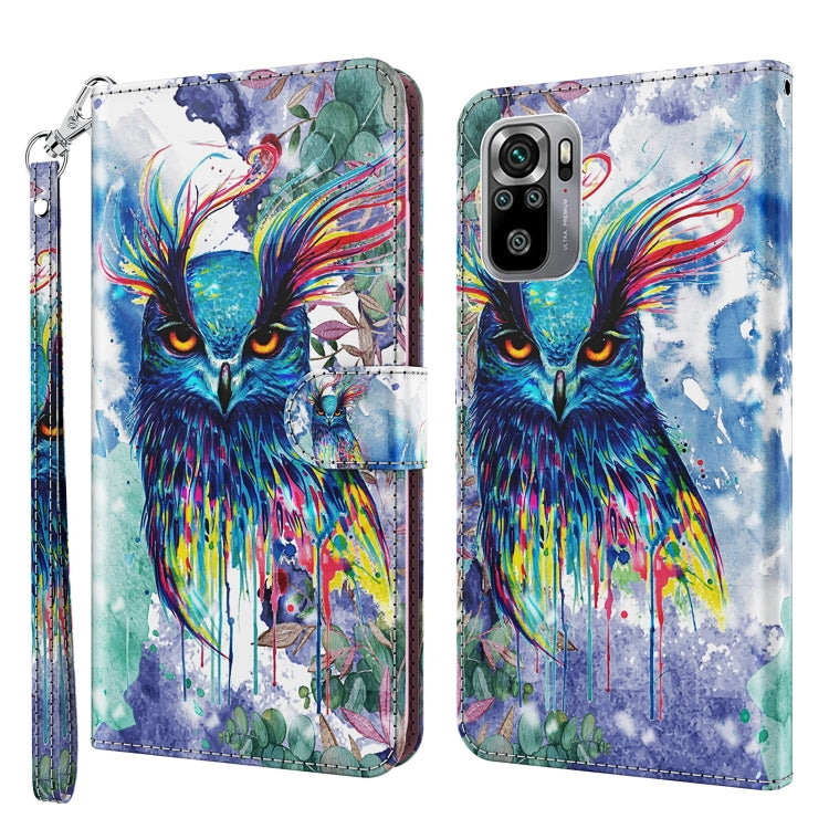 Phone case with colorful watercolor owl and paint-splash pattern, with folio strap