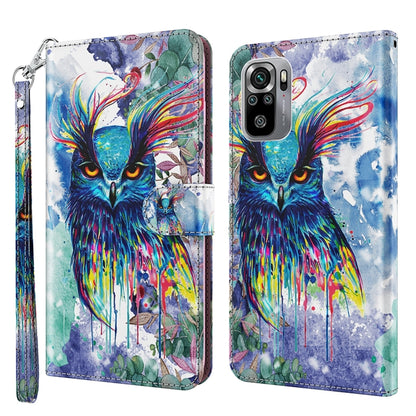 Phone case with colorful watercolor owl and paint-splash pattern, with folio strap