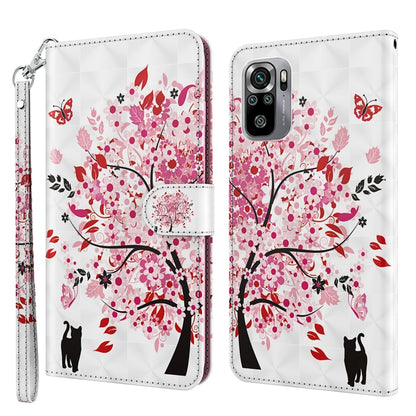 Wallet phone case with red blossom tree and cat silhouettes, flip cover, strap