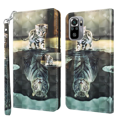 Wallet phone case with tabby cat artwork, flip cover, camera cutouts, wrist strap