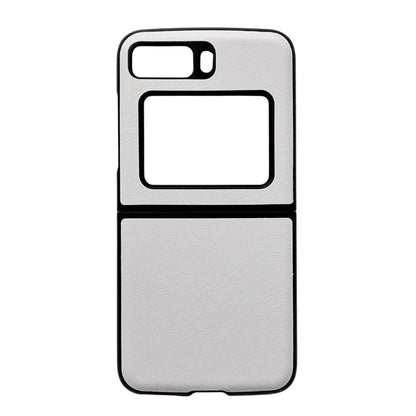 Two-tone litchi-texture PU phone case with black accents, light top and bottom.