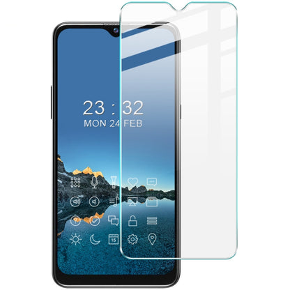 Tempered glass screen protector film on smartphone display, clear shield
