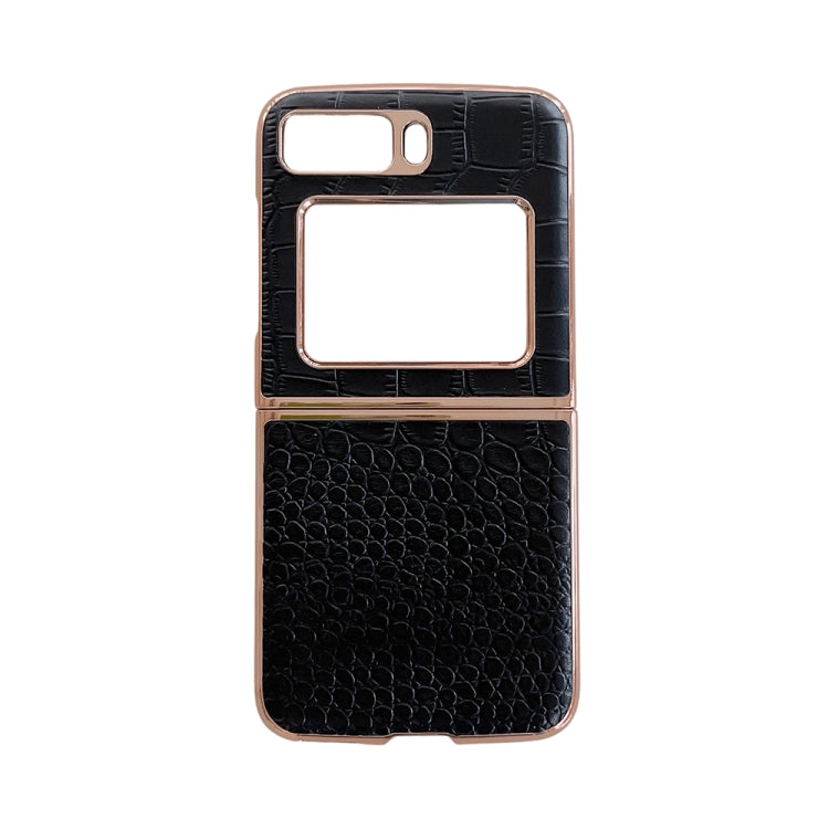 Crocodile-textured leather phone case with dark black croc pattern