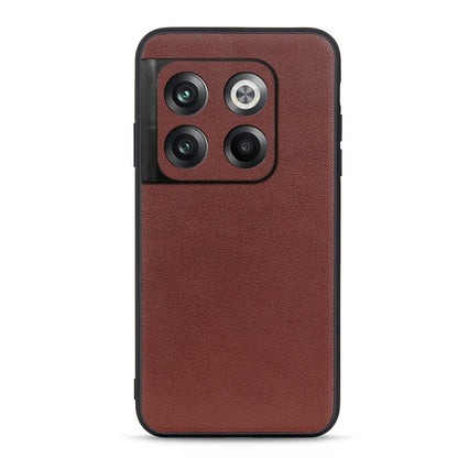 Brown lambskin-textured genuine leather phone case with camera cutouts for Ace Pro/10T