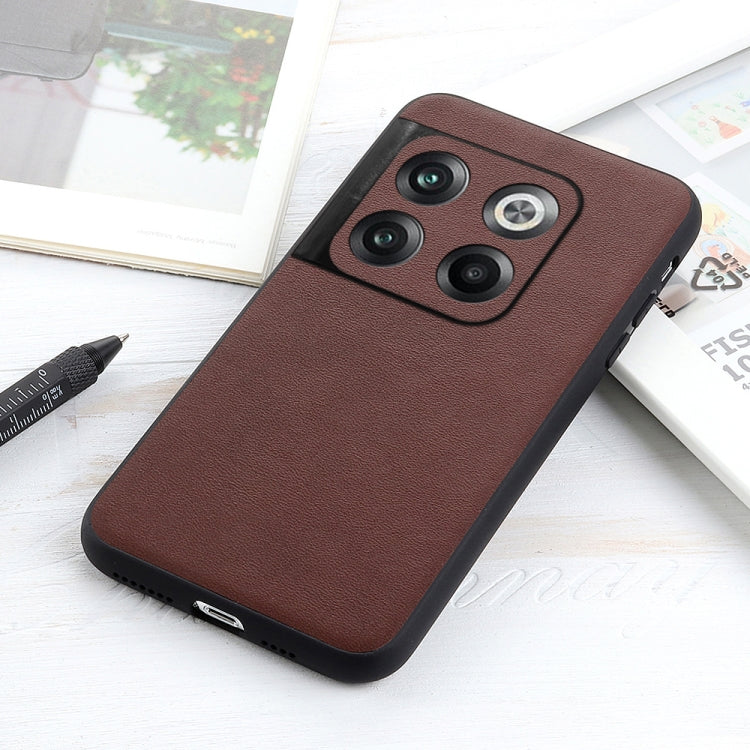 Brown lambskin-textured leather phone case with camera cutouts on back for Ace Pro/10T