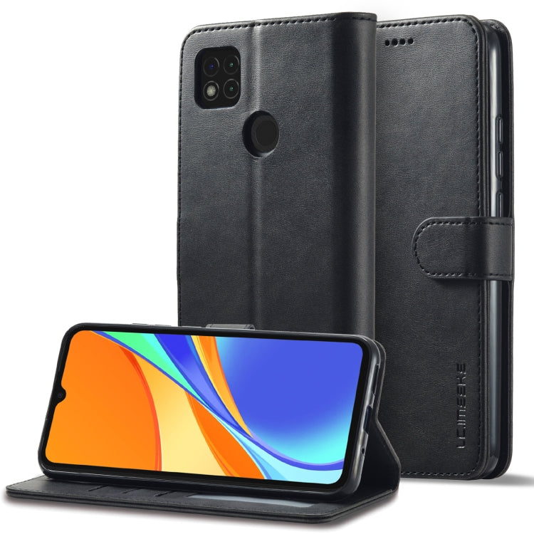 Calf texture leather phone case folio with magnetic strap and kickstand, dark gray