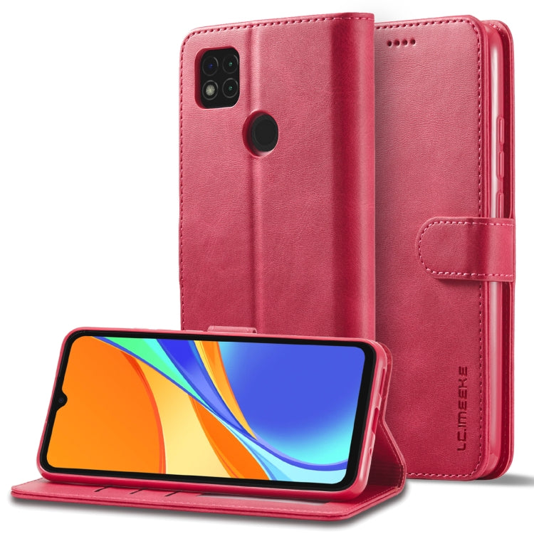 Calf texture leather phone case folio with magnetic strap and kickstand, rose pink