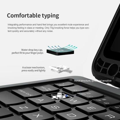 Black keyboard case with full keyboard layout and trackpad, rugged corner bumpers