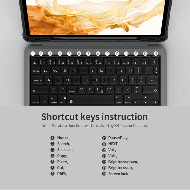 Black keyboard case close-up showing QWERTY keys and trackpad area