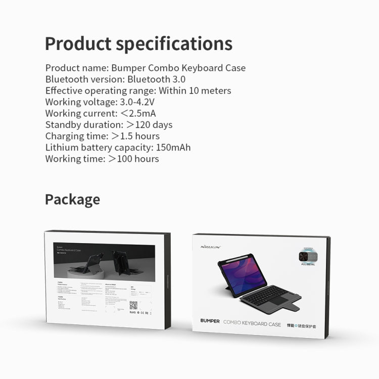 Retail packaging box for bumper combo keyboard case with product and accessory images