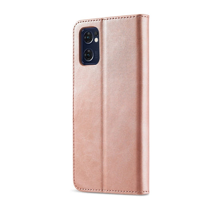 Rose gold calf-texture leather phone case with dual camera cutout and stitched edges