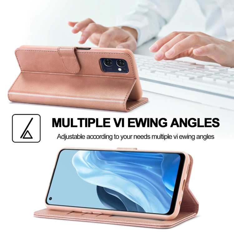 Rose gold leather folio phone case with flip cover and stand for angled viewing