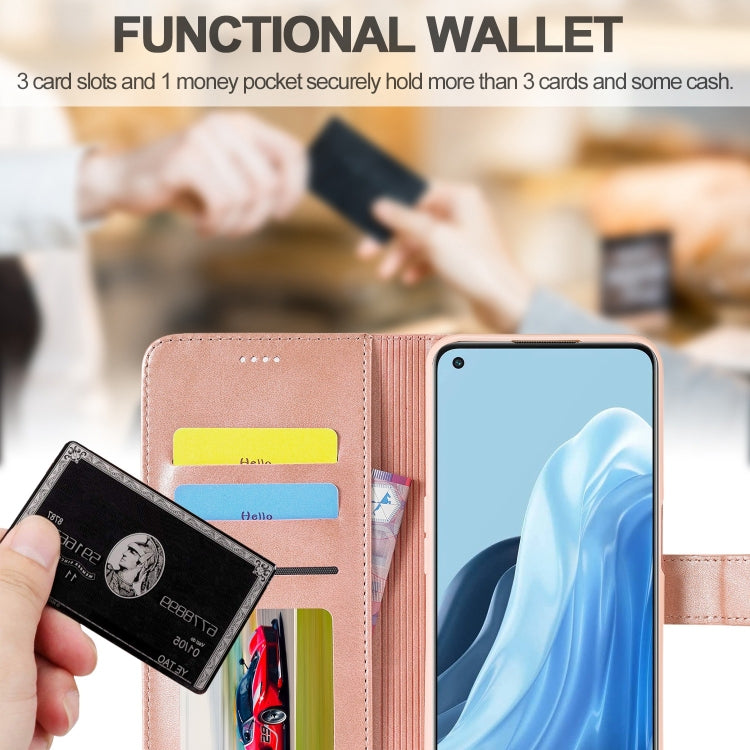 Rose gold leather functional wallet phone case with card slots and money pocket