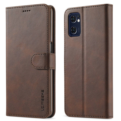 Brown calf-texture leather phone wallet case with flip cover and card pocket