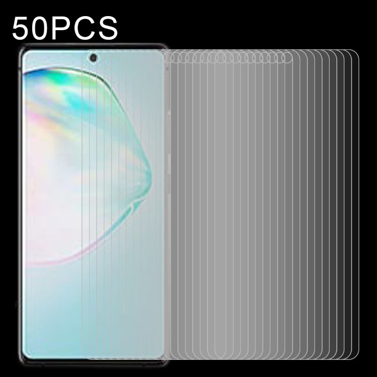 Clear 2.5D tempered glass screen protector set, non-full coverage, 50-pack.