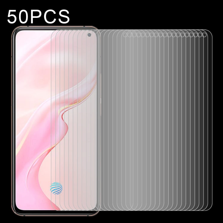 Clear 2.5D tempered glass screen protector films, non-full coverage, 50-pack.
