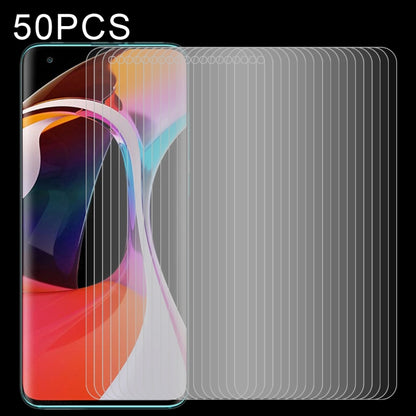 50-pack clear 2.5D curved tempered glass half-screen protector film, curved corners