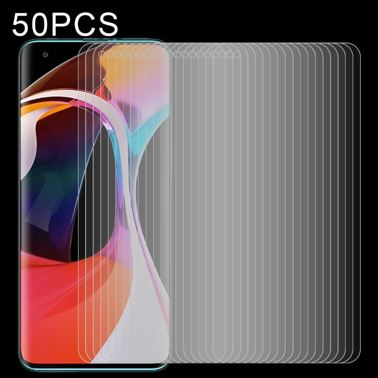 50-pack clear 2.5D tempered glass half-screen protector film, multiple sheets