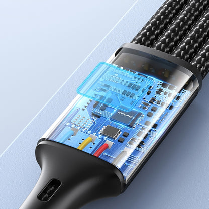 Black 4-in-1 charging cable connector with internal circuit details