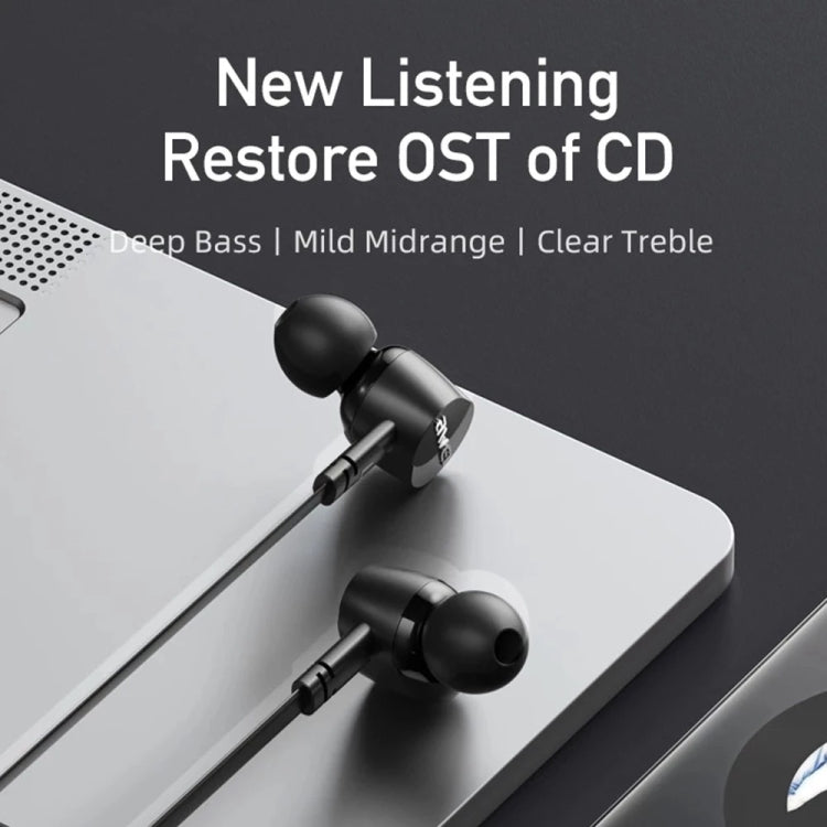 Mini stereo in-ear earphones with black earbuds and in-ear silicone tips
