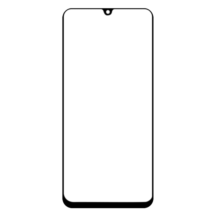 Tempered glass screen protector sheet with black rounded edges, full-screen fit