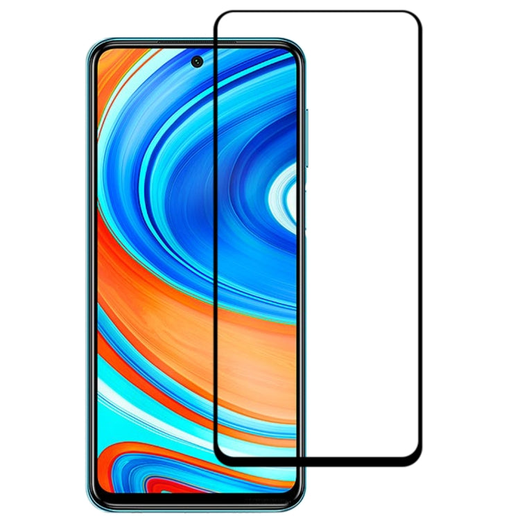 Tempered glass screen protector with full adhesive for smartphone front on blue-orange display