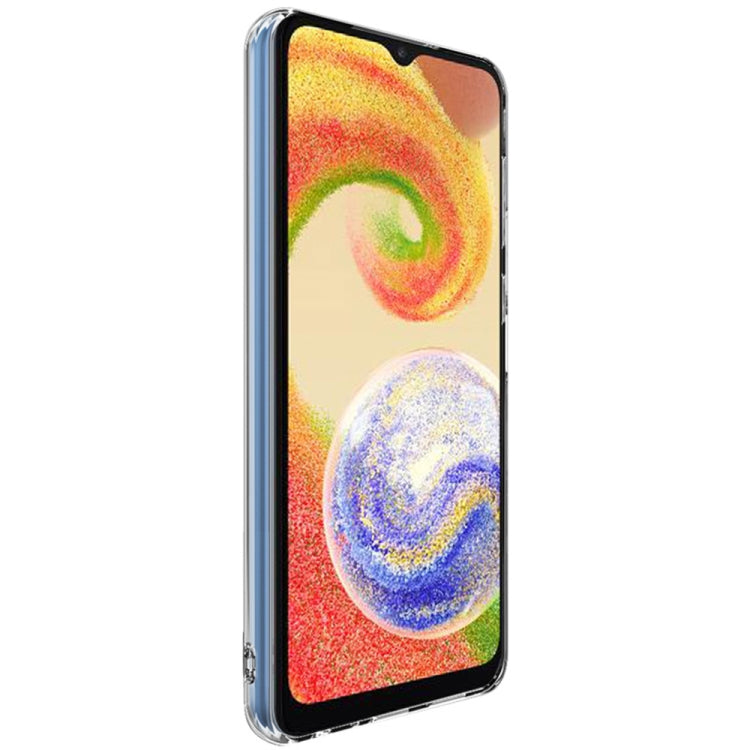 Transparent TPU protective phone case on front view with cutouts