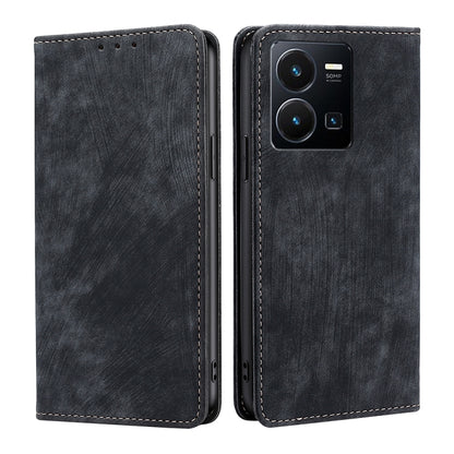 Black leather-look wallet phone case with card slots and magnetic flap closure