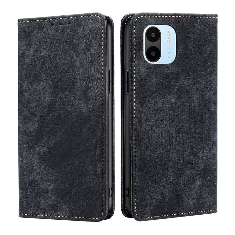 Black leather-look wallet phone case pair with camera cutout and stitched trim