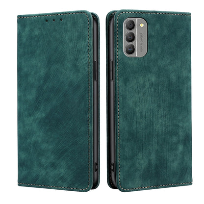 Teal magnetic leather phone case with flip cover, side button cutouts, triple-camera cutout