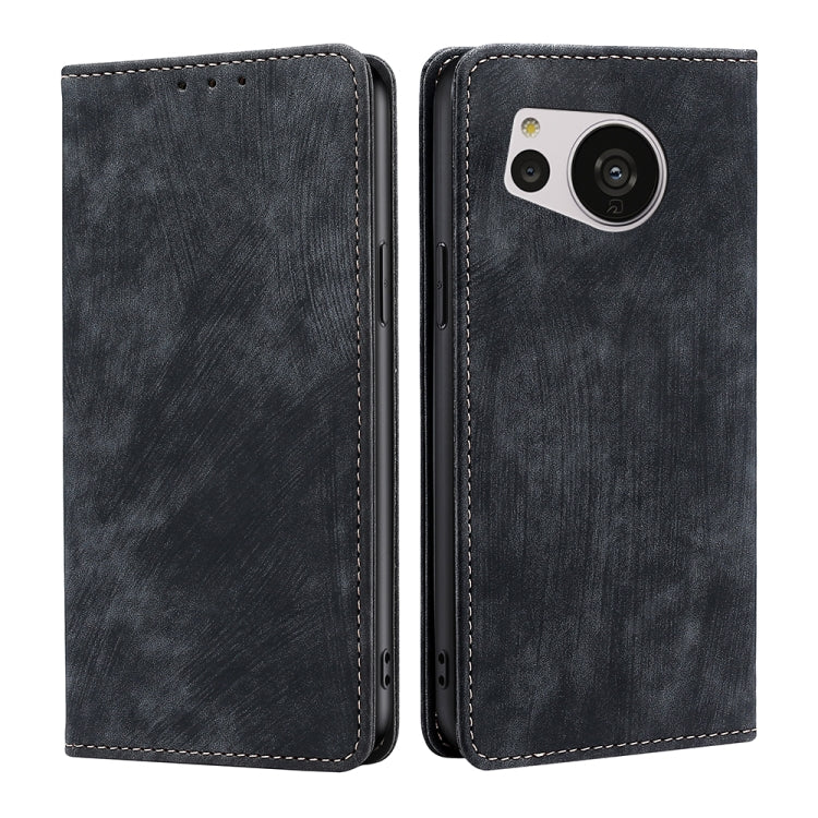 Black leather-look wallet phone case with dual-camera cutout and card holder