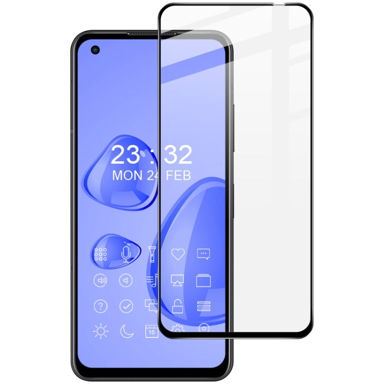 Tempered glass screen protector for smartphone, fitted panel over blue screen