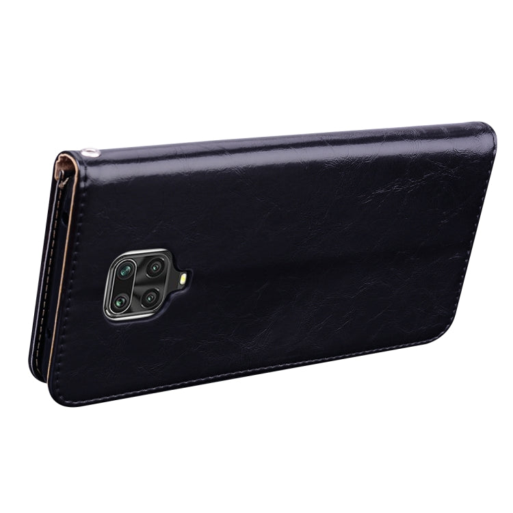 Black leather horizontal flip phone case with camera cutout, slim profile, stitched border.