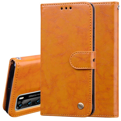 Brown oil-wax textured flip phone case with magnetic holder and card slot flap
