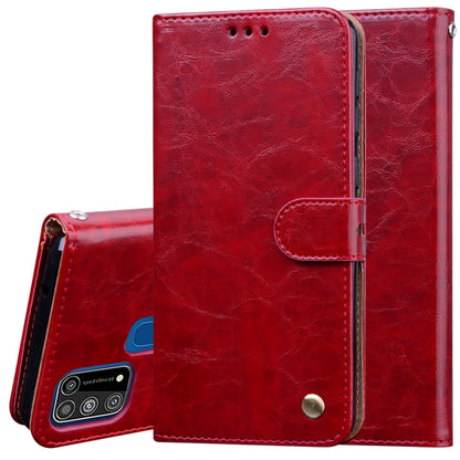 Red leather-style flip wallet phone case with magnetic clasp and card holder