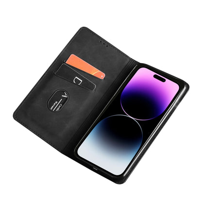 Black magnetic leather phone case with card slot and flip cover