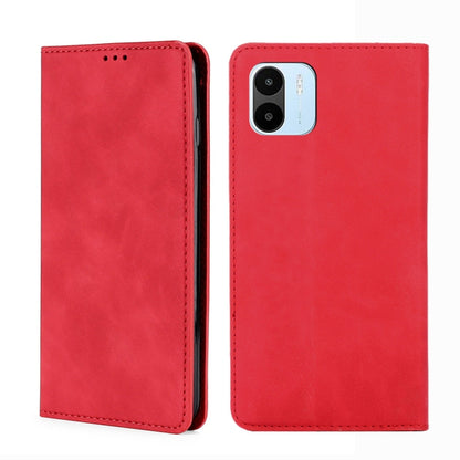Red magnetic leather phone case with camera cutout and side access