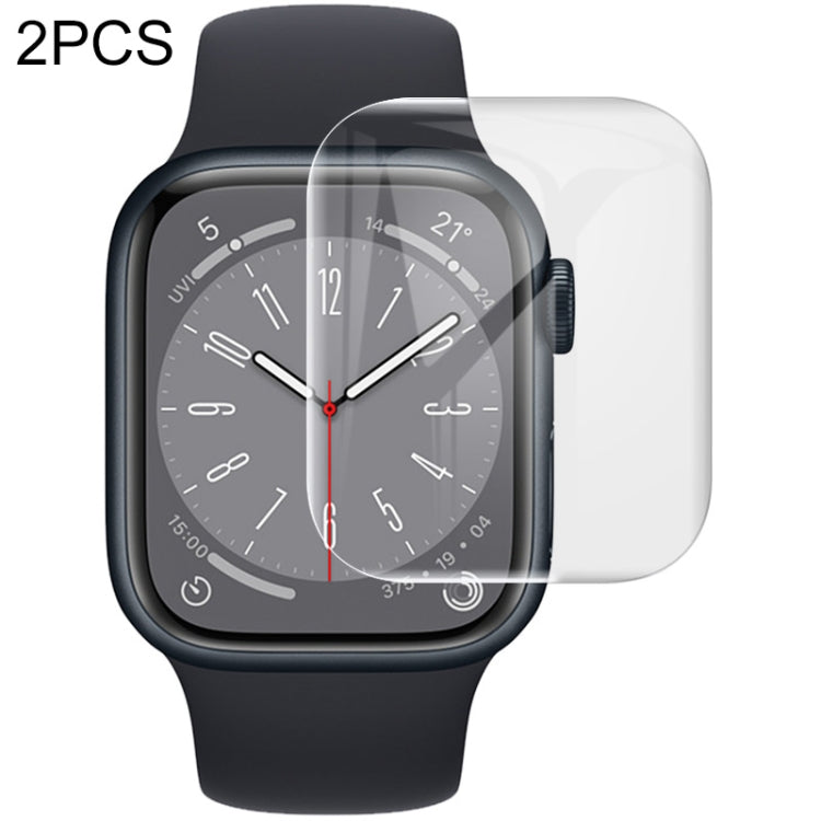 Curved hydrogel watch screen protector film, clear, 2-pack, black watch face