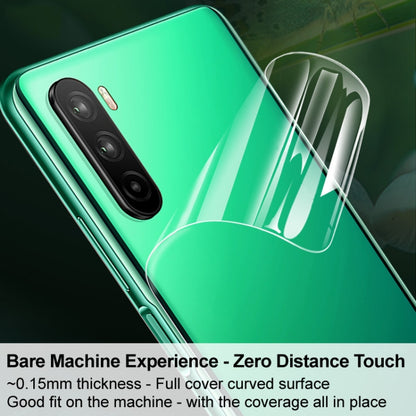 Curved hydrogel back protector film applied on green phone back, transparent