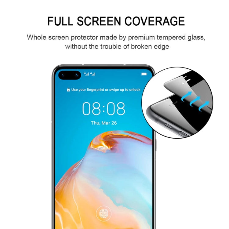 2.5D tempered glass screen protector film set with raised corner fit on a Huawei phone