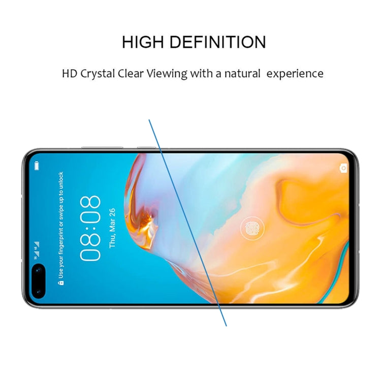 2.5D tempered glass screen protector film set showing clear screen coverage on a Huawei phone