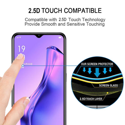Full screen tempered glass protector with 2.5D touch layer; hand aligns on phone