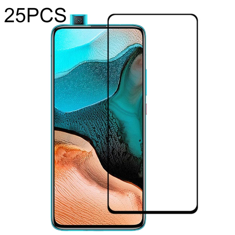 25-pack tempered glass screen protector with camera opening and curved edge